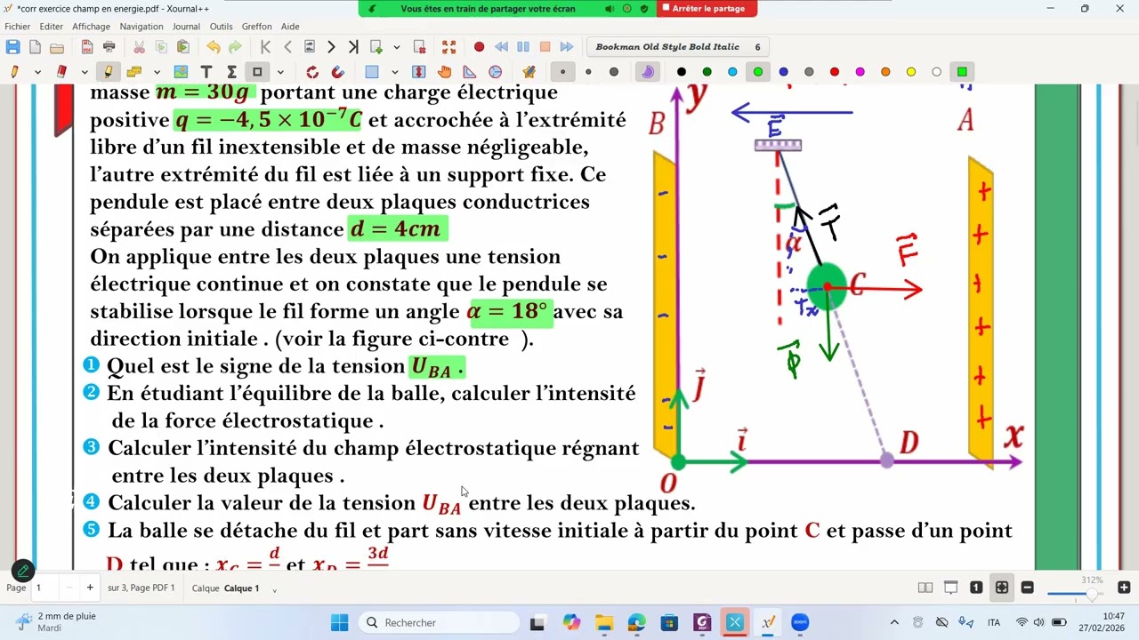 Préparation Devoir 1 – Semestre 2 | Champ électrique & Énergie potentielle de pesanteur