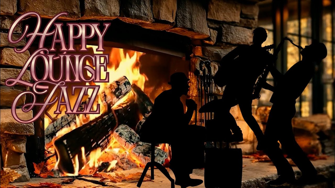 Happy Lounge Jazz ❤️‍🔥Cozy ans Warm Fireplace ~ Night Jazz Ambience ❤️‍🔥
