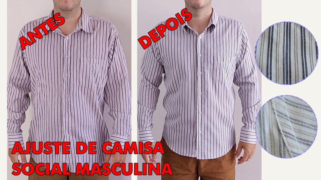 COMO FAZER AJUSTE EM CAMISA SOCIAL MASCULINA - Ajuste com Costuras Originais