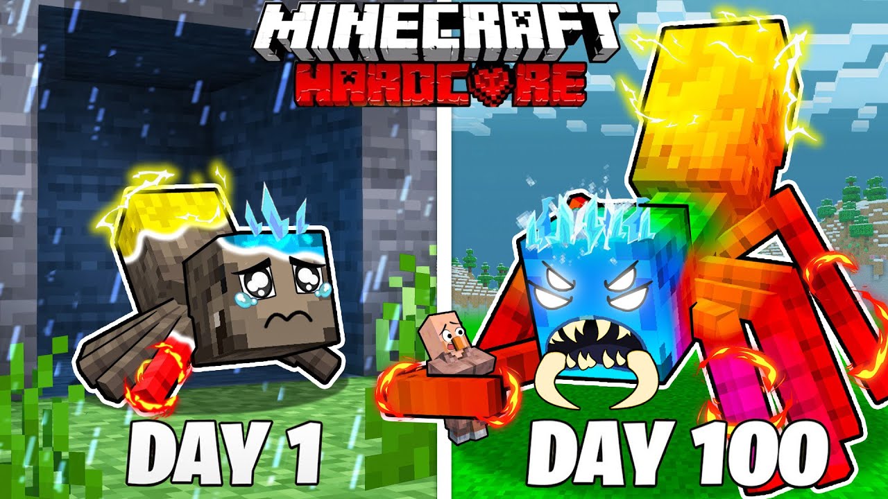 I Survived 100 Days as an ELEMENTAL SPIDER in HARDCORE Minecraft