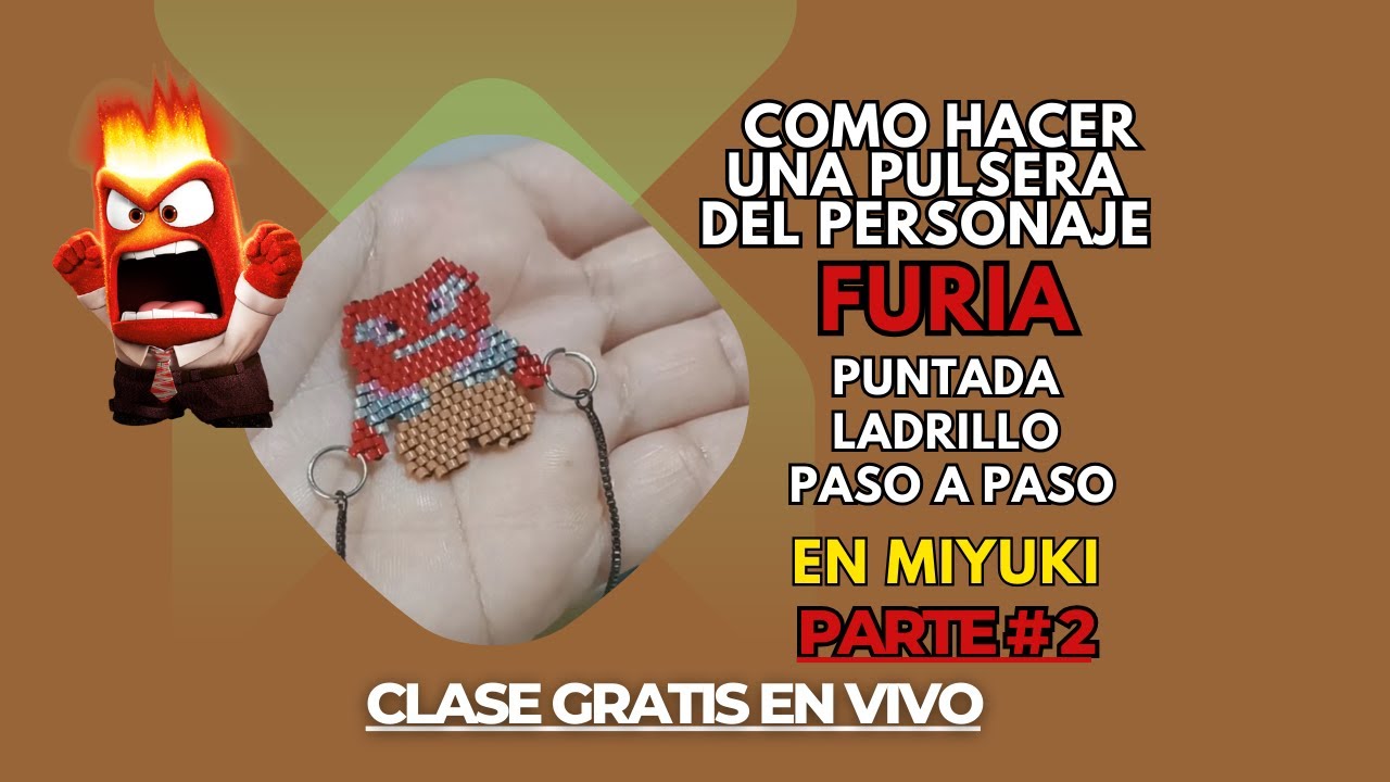 Como hacer una pulsera del personaje furia/PASO A PASO/ mostacilla miyuki Puntada ladrillo PARTE #2