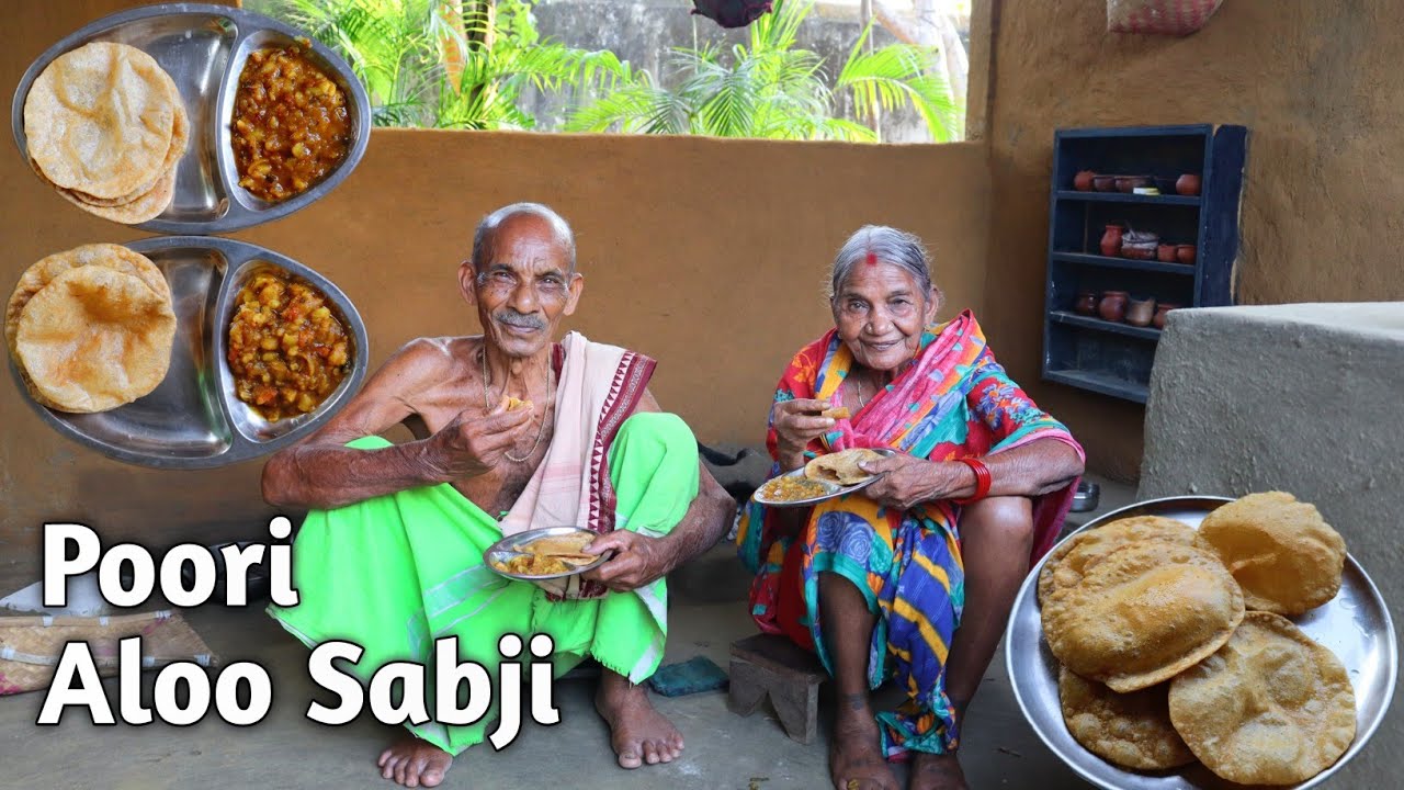 Grandpa& Grandma cooking Poori With Aloo Sabji || Aja Kitchen