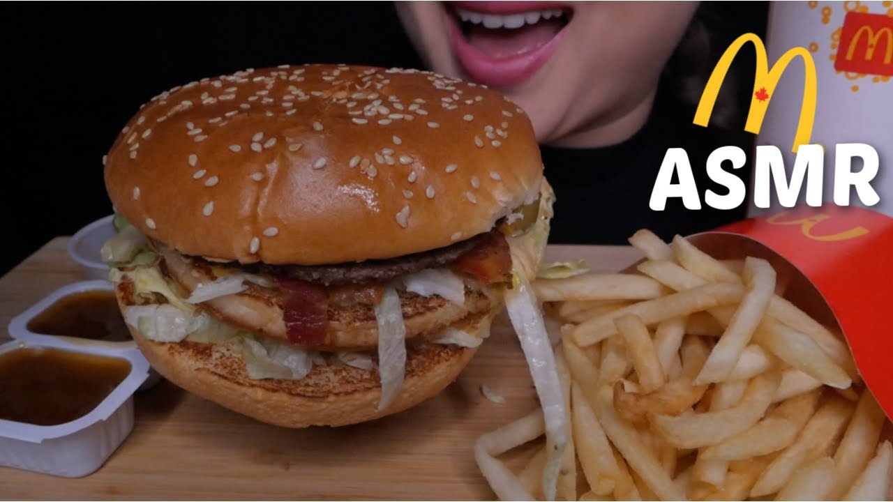 Mcdonald's Grand Big Mac *SO BIG* meal ASMR Relaxing Eating Sounds | N.E Let's Eat