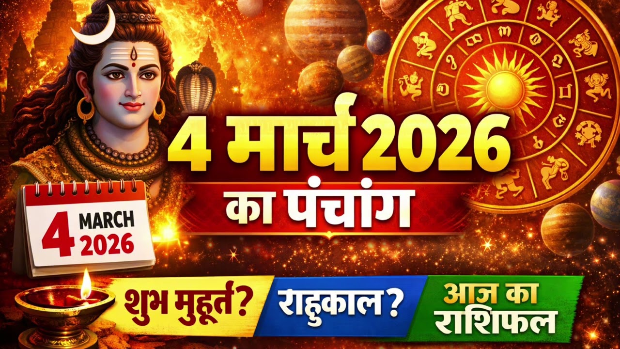 4 मार्च 2026 का पंचांग | आज का शुभ मुहूर्त | राहुकाल | आज का राशिफल
