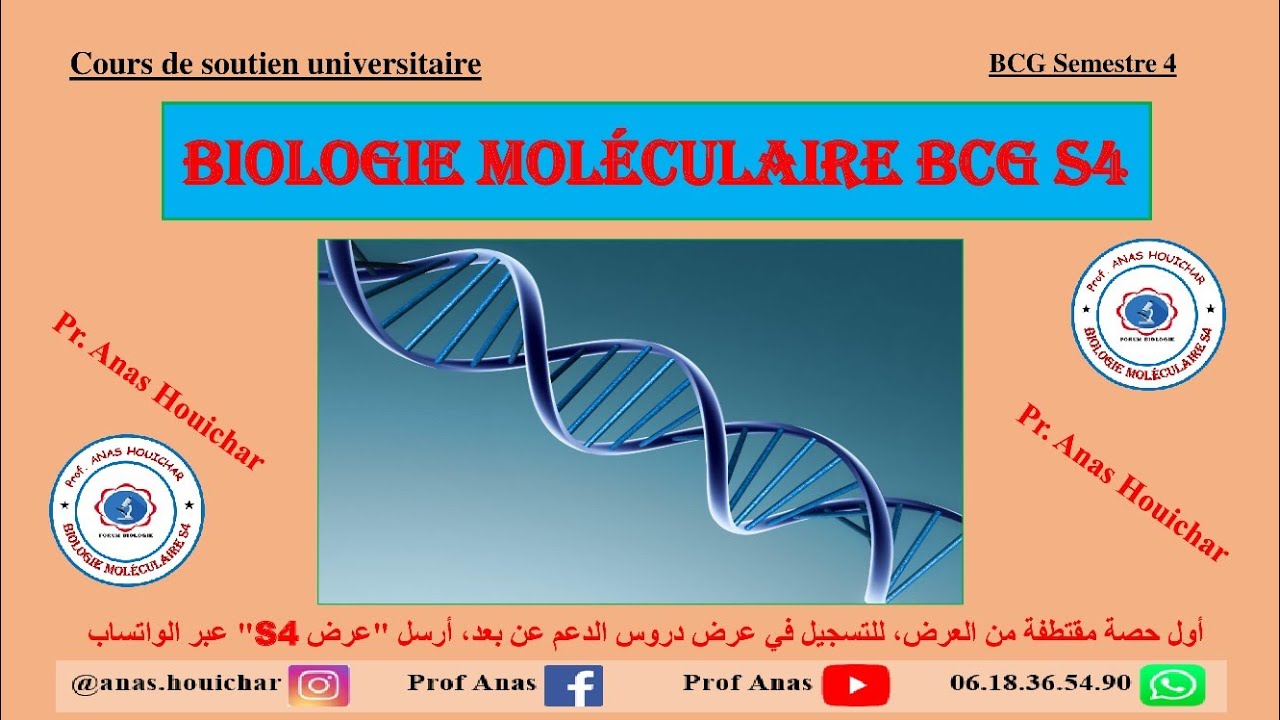 Biologie Moléculaire BCG S4 : Généralités شرح بالدارجة