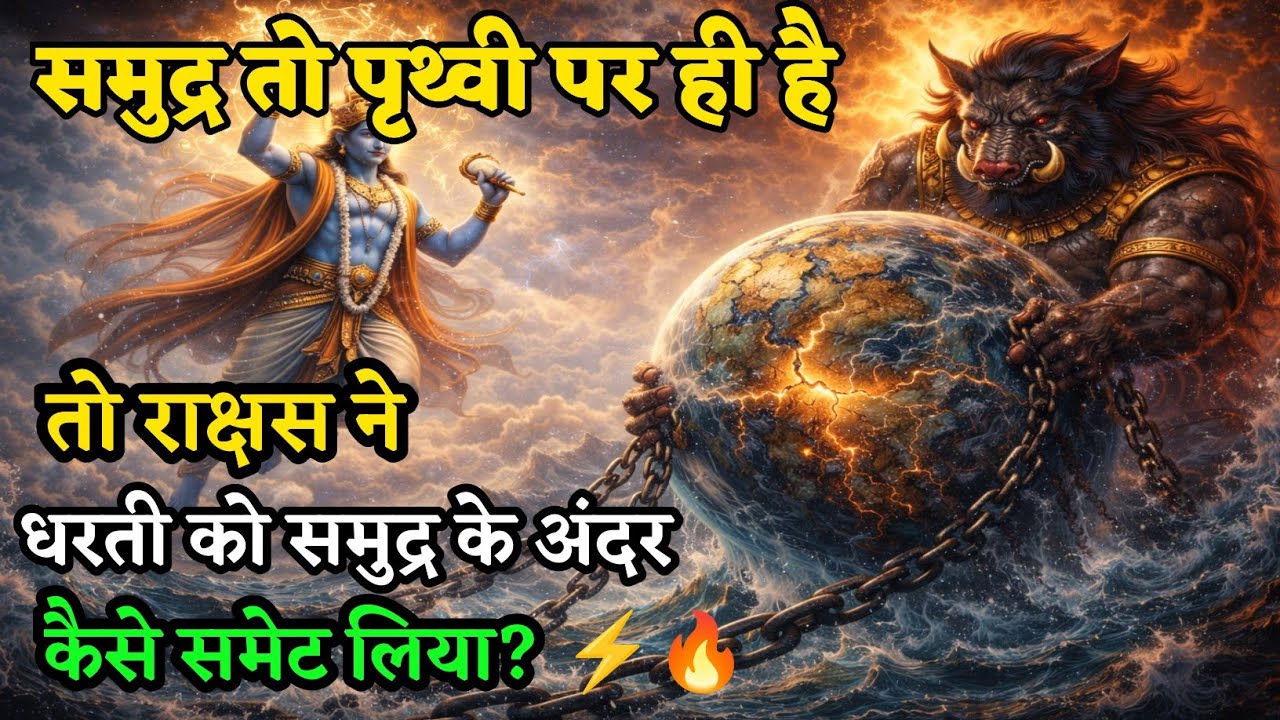 समुद्र तो पृथ्वी पर ही है... फिर हिरण्याक्ष ने धरती को समंदर में कैसे छिपा दिया?😱|वराह अवतार की  कथा