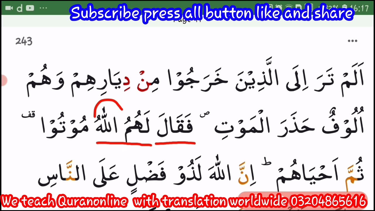 Learn Quran with English/urdu/translation daily/surah bakarah ayat 242 to 245/Quranonline1