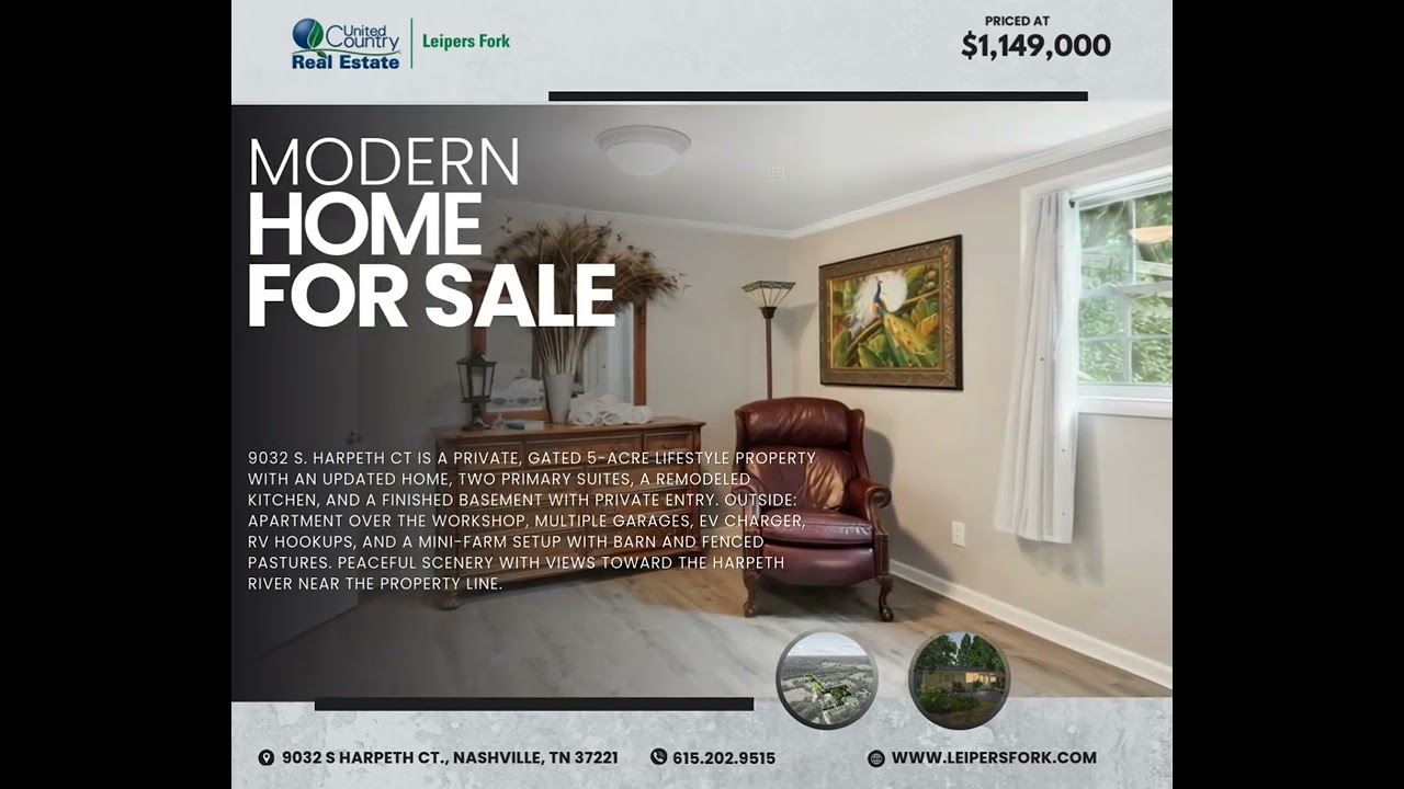 Mini-Farm Ready + Guest Apartment | 9032 S Harpeth Ct | $1,149,000