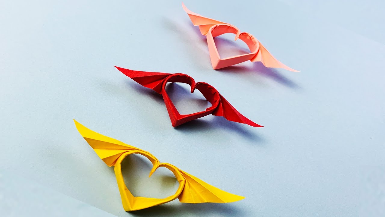 Origami Love Wing Finger Ring | How to Make Paper Ring | DIY Paper Heart with Wings | Paper Crafts