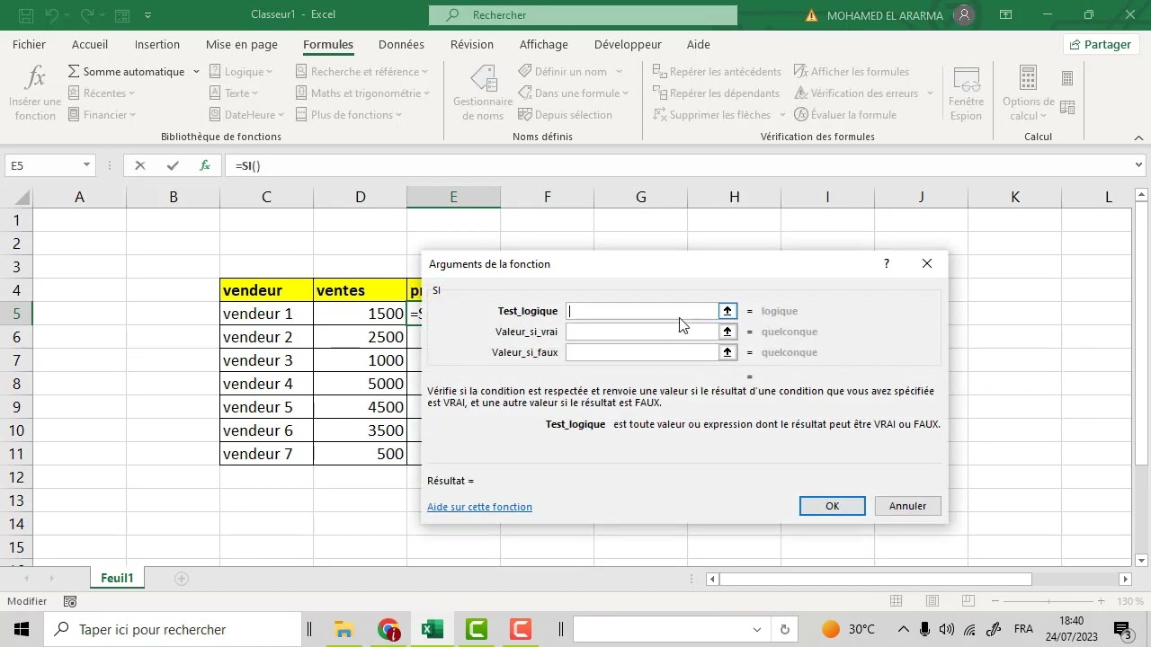شرح برنامج excel# الدرس 06 fonction SI
