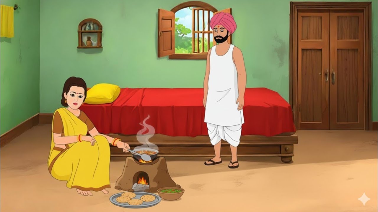 किसान की समझदार पत्नी|Cartoon in Hindi.
