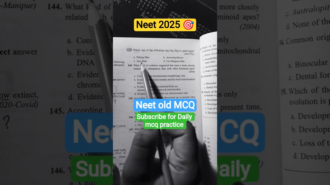 human evolution MCQ #neet #mcq #old #exam #shorts #viralvideo