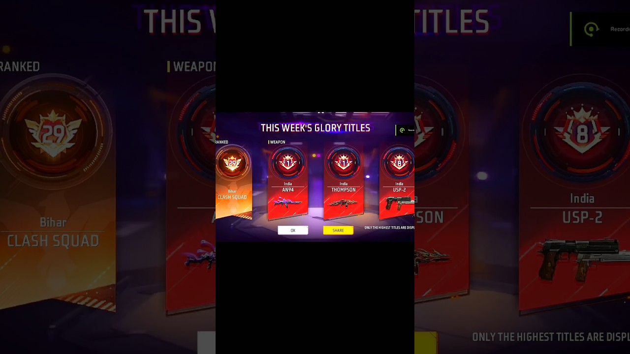 How To Increase 🚀 Weapon Galory Title 🤯 in Br & Cs Rank / Free Fire New Br Rank Season 