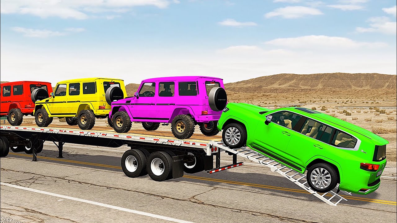 Flatbed Truck Mcqueen  | Transportation with Truck - Pothole vs Car #526 - BeamNG.Drive