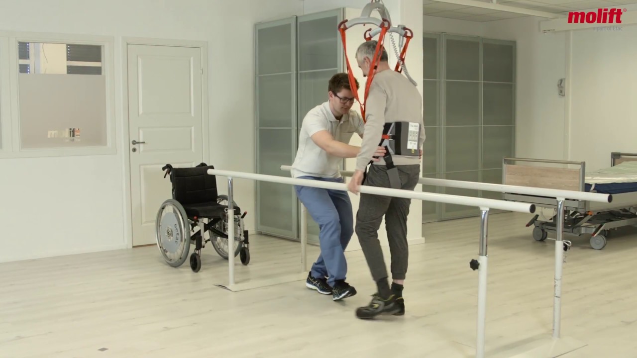 Molift Air - How to perform assisted gait training with a ceiling hoist