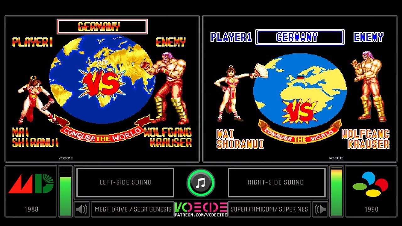 Fatal Fury 2 (Sega Genesis vs SNES) Side by Side Comparison