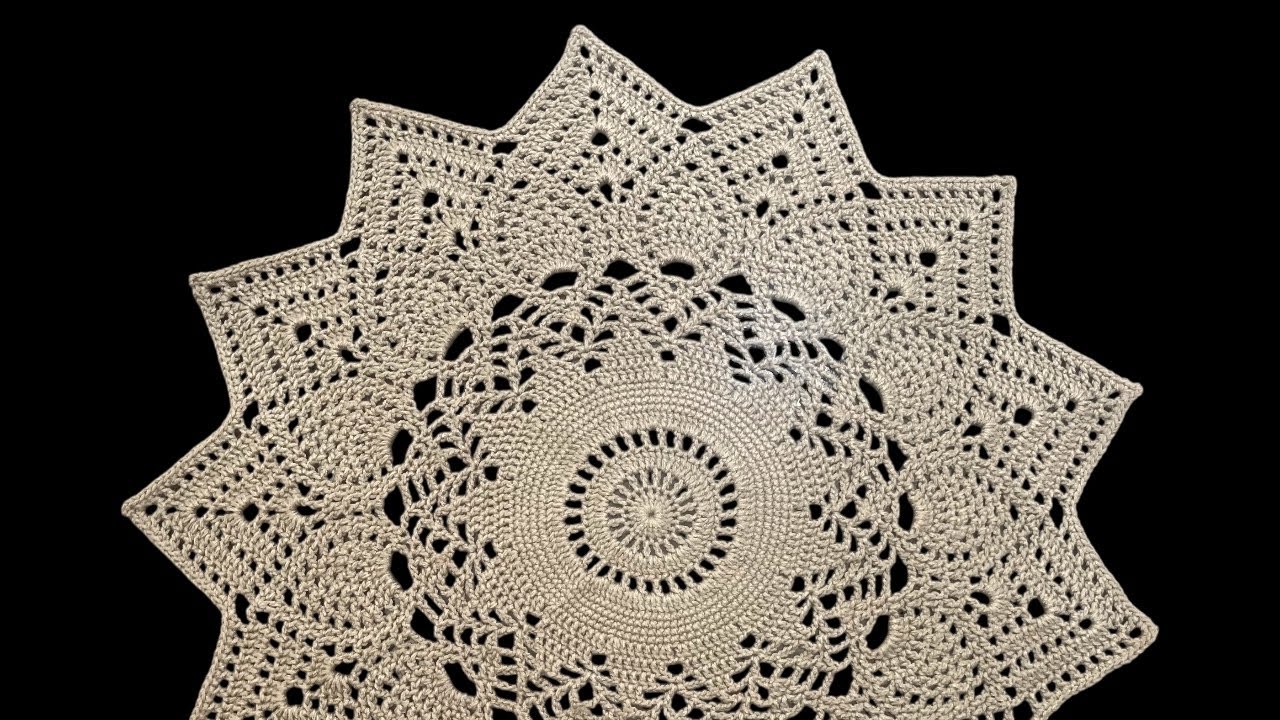 مفرش الاناناسه (للمبتدئين)الجزء الاول (1-13)crochet pineapple tablecloth pattern 
