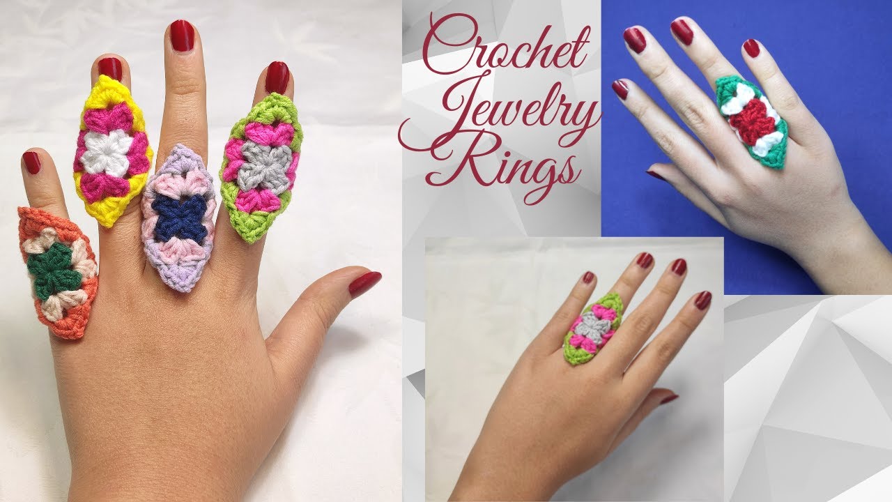 HOW TO CROCHET A JEWELRY RING WITH A GRANNY SQUARE? | CROCHET GRANNY SQUARE JEWELRY RING EASY