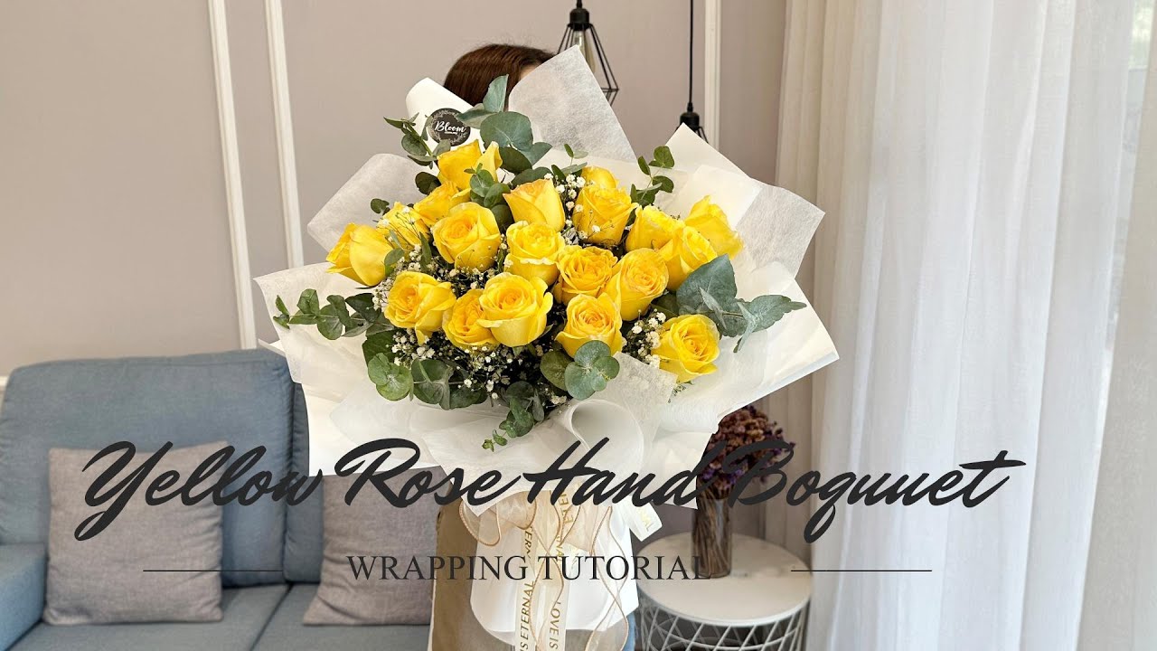 Flower Bouquet Wrapping Tutorial | Yellow Rose Bouquet Wrapping | 黄玫瑰花束包装 | 花藝教學