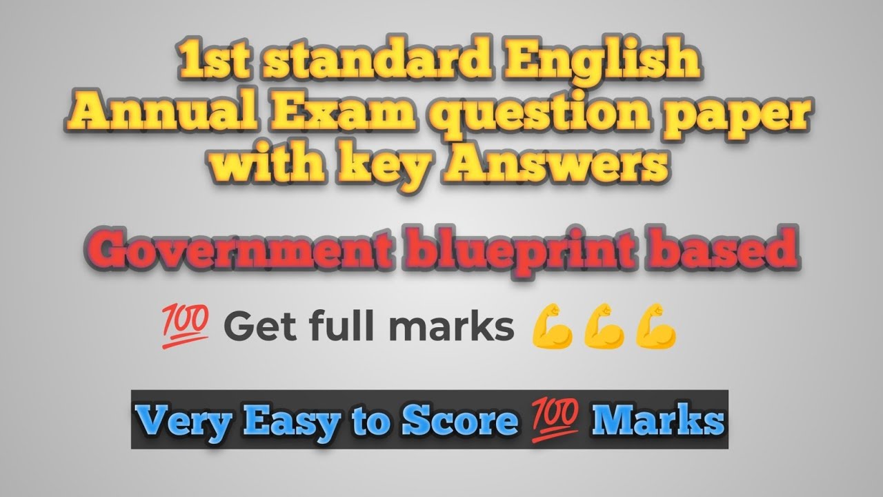 1st Standard English Annual Exam question paper with key Answers/Government based blueprint//Easy 
