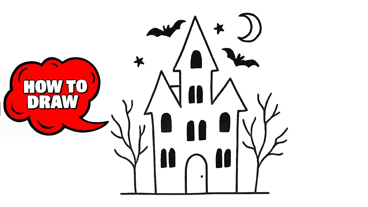 How to Draw a Haunted House Step by Step 👻 Easy Spooky Drawing Tutorial for Beginners