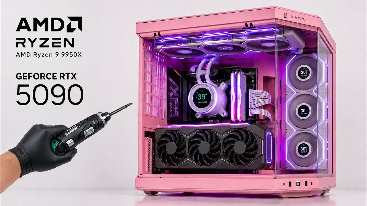 HYTE Y70 PINK | Ryzen 9 9950X + RTX 5090 | POV PC Build | ASMR (No Talking, No Music)