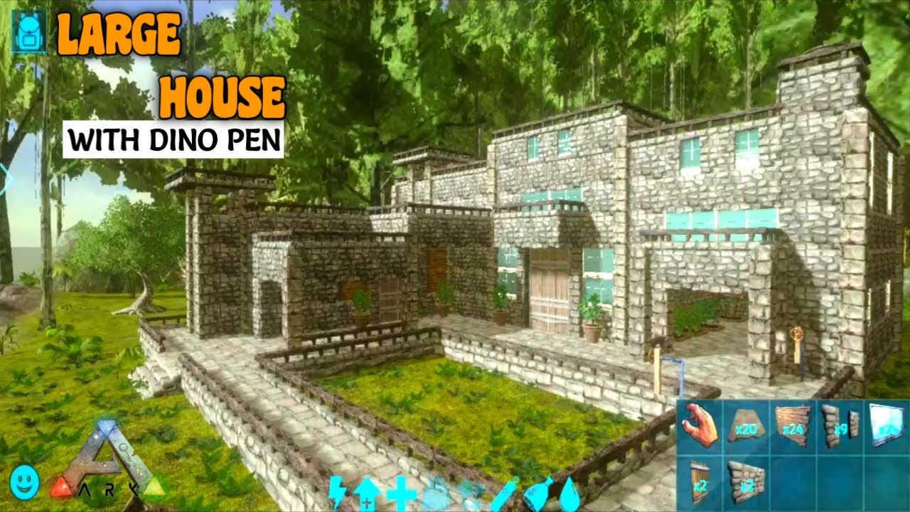 Ark Mobile Large Medieval House With Dino Pen | Ark Mobile Large House/Base Build