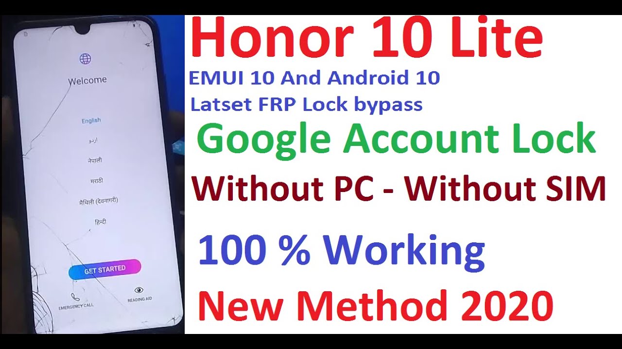 Huawei Honor 10 Lite HRY-AL00 Google Account FRP Lock Bypass 2020 Method