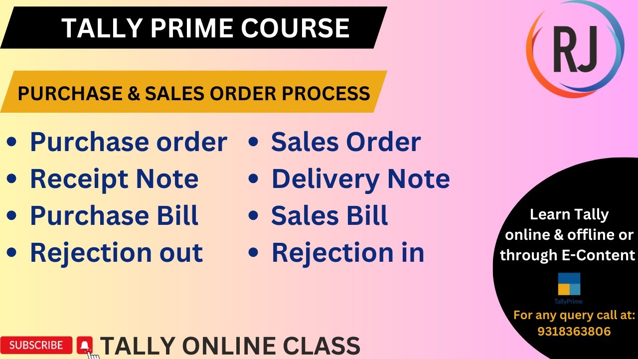 Purchase & Sales Order Process in Tally Prime||Order management||  Inventory Features||Part-2