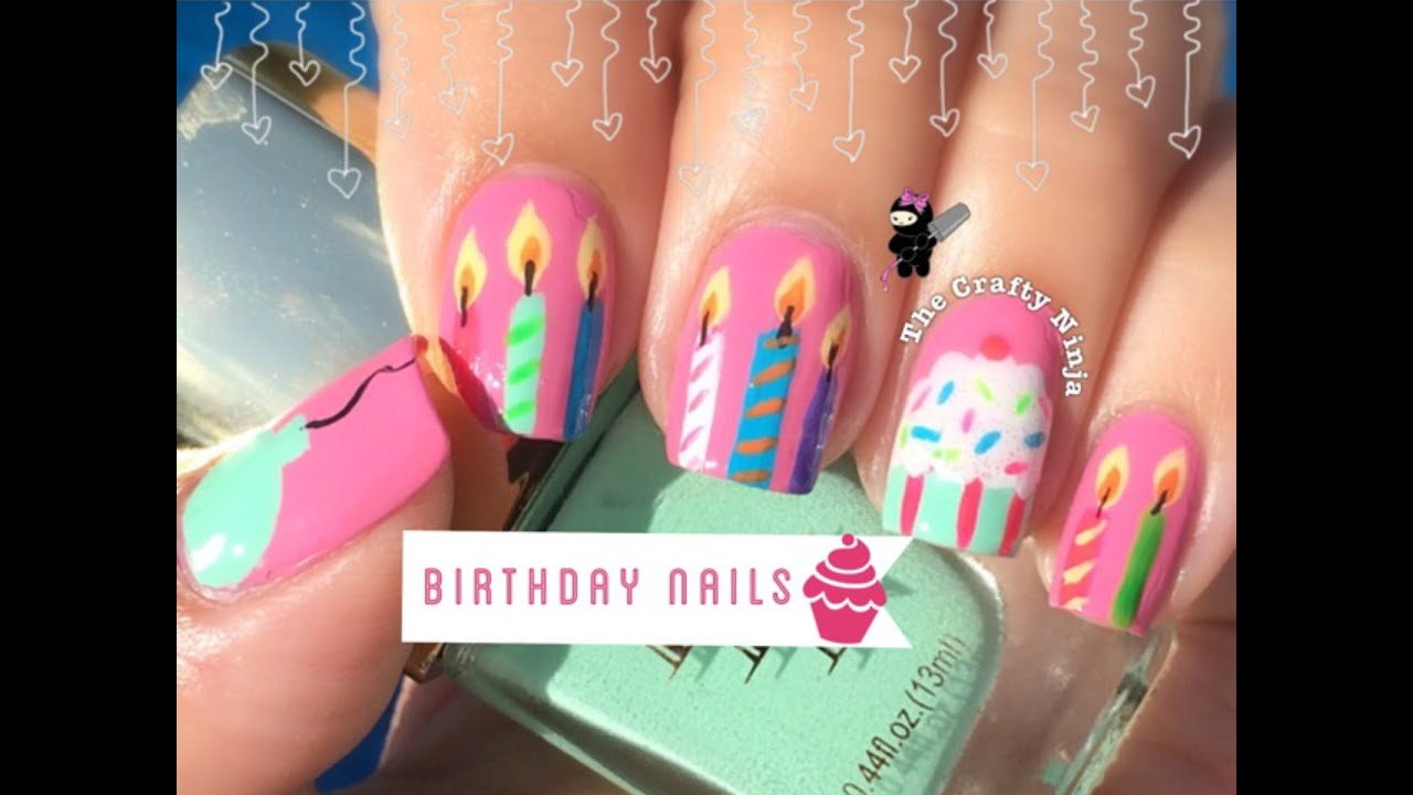 Birthday Cupcake Candle Nails by The Crafty Ninja