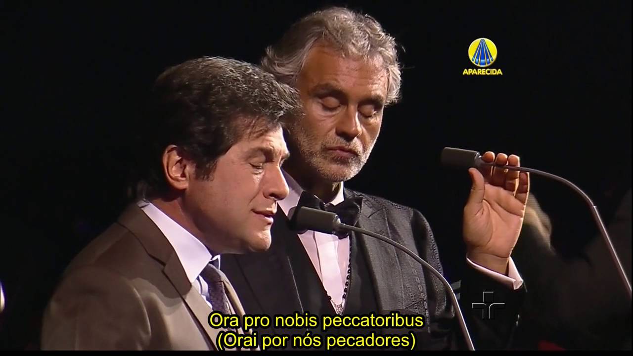 Andrea Bocelli, Daniel, Caroline Campbell - Ave Maria/Schubert legendado - Aparecida, 15/10/2016