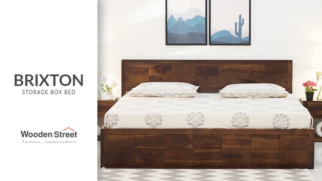 Brixton Sheesham Wood Bed With Box Storage | Best Bed Design 2024 | WoodenStreet