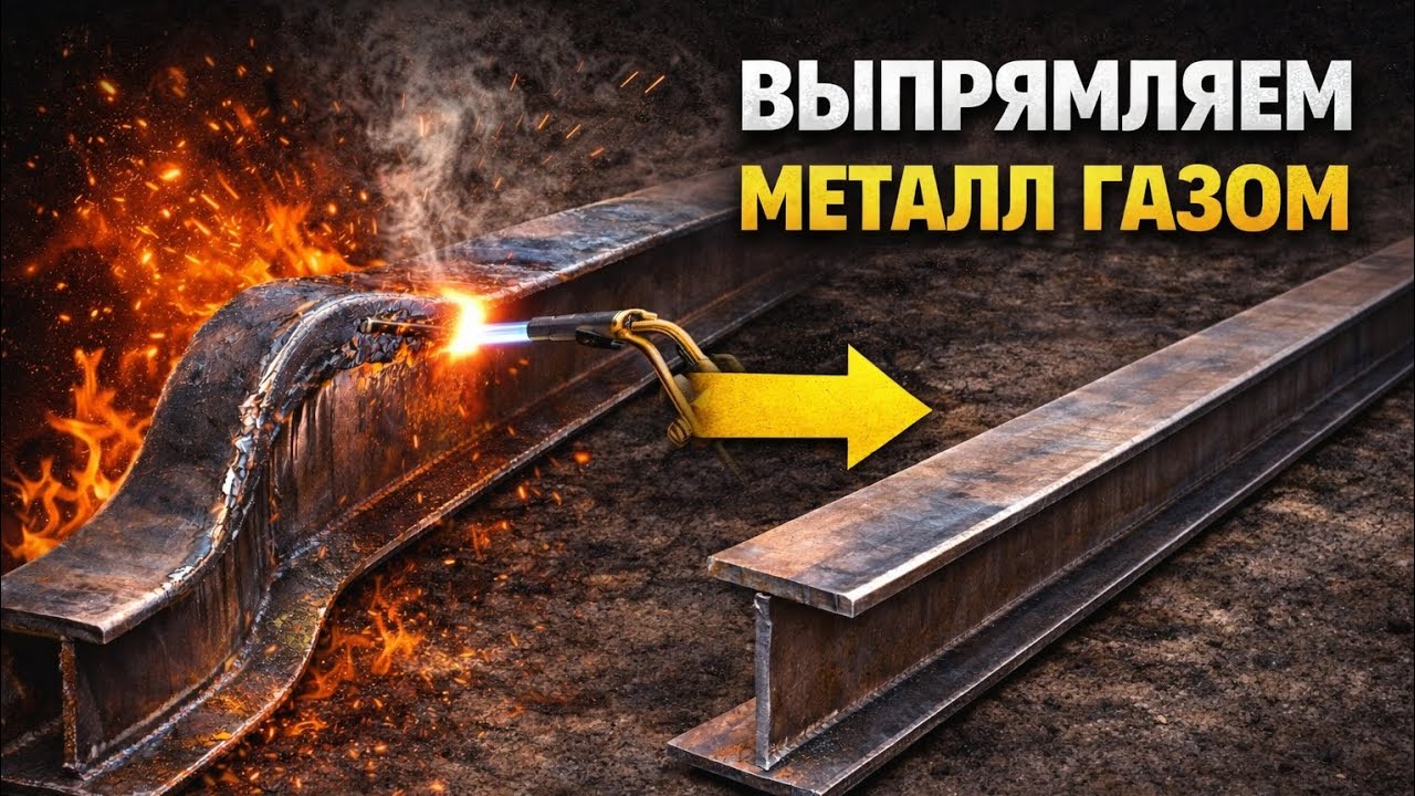 Повело метал после сварки , показываю как выравнивать газом . Без домкрата 