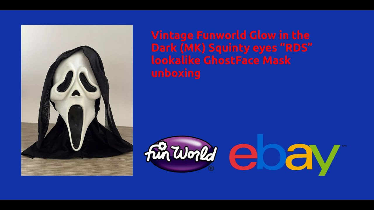 vintage glow in the dark MK squinty eyes GhostFace mask