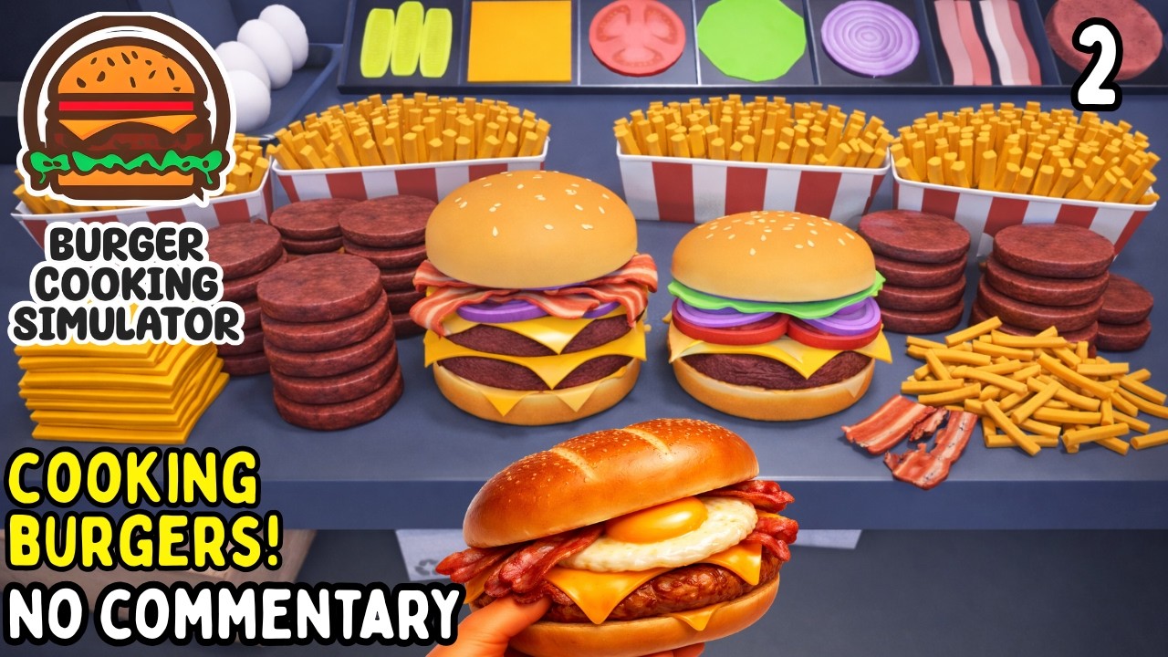 Burger Cooking Simulator 👨🏻‍🍳🍔🍟 BIG CHEESE BURGERS + FRIES | Cozy Gameplay No Commentary #2
