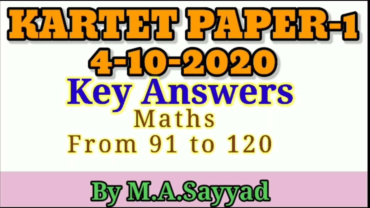 KARTET 2020.PAPER-1 Maths key answers.