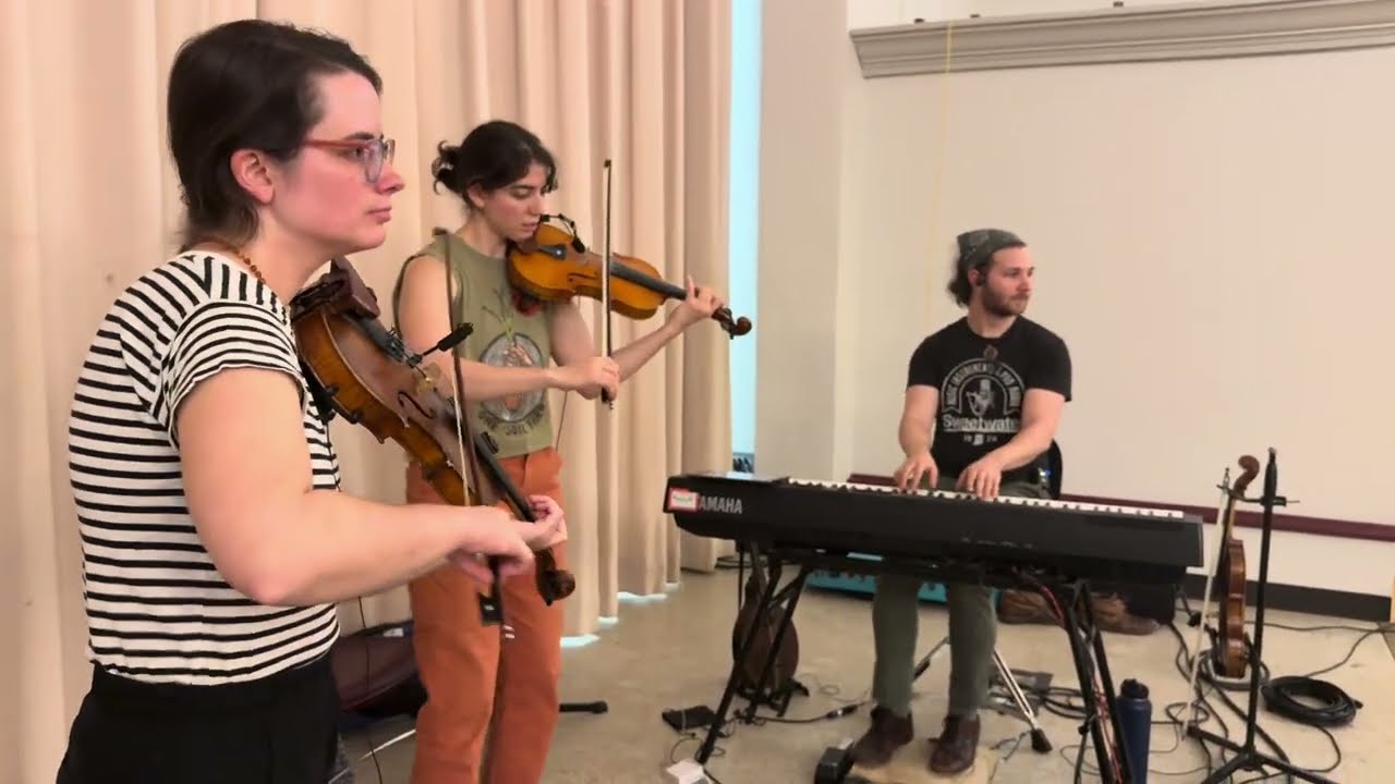 Kelsey Wells, Audrey Tannous-Taylor, Jared Kirkpatrick at First Saturday Contra, November 2025