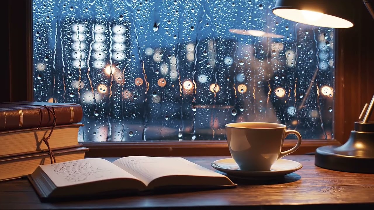 Cozy Rainy Night Desk | Relaxing Piano Ambience for Study, Sleep & Deep Focus