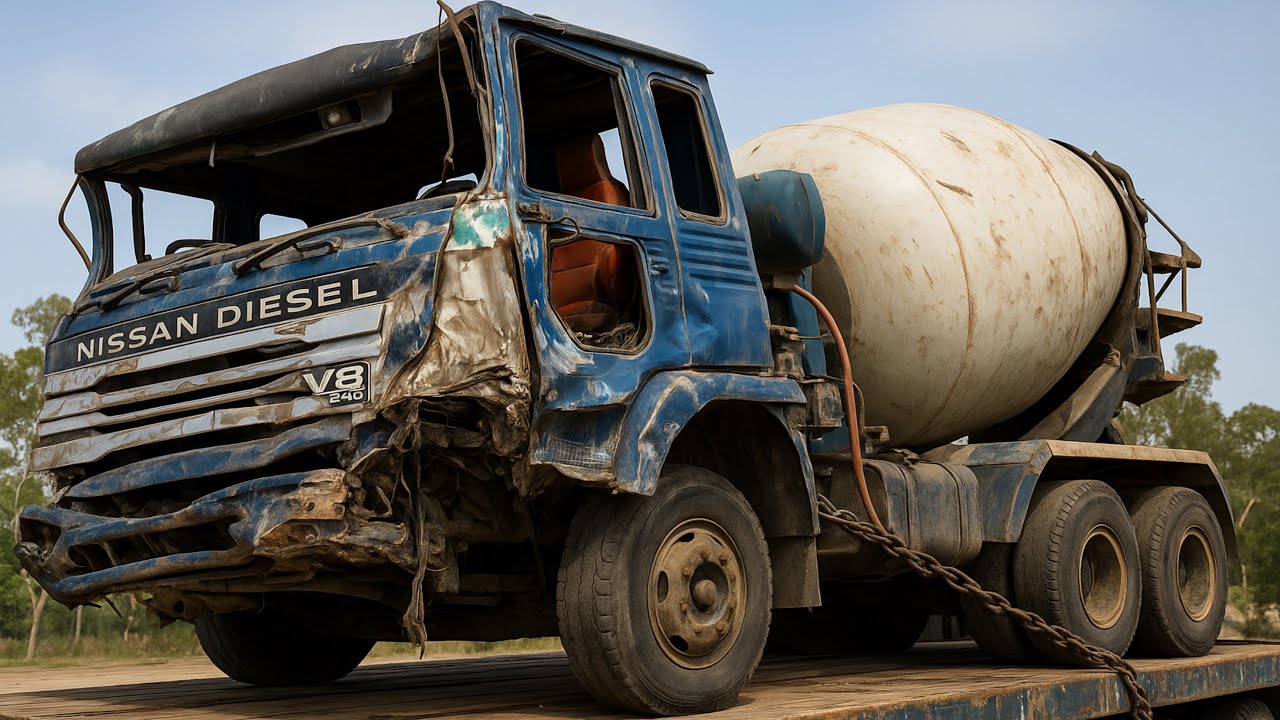 Nissan V8 340 TRUCK with Loader Cement Mixer Machine are Fully Crashed, How Its Incredible Repair