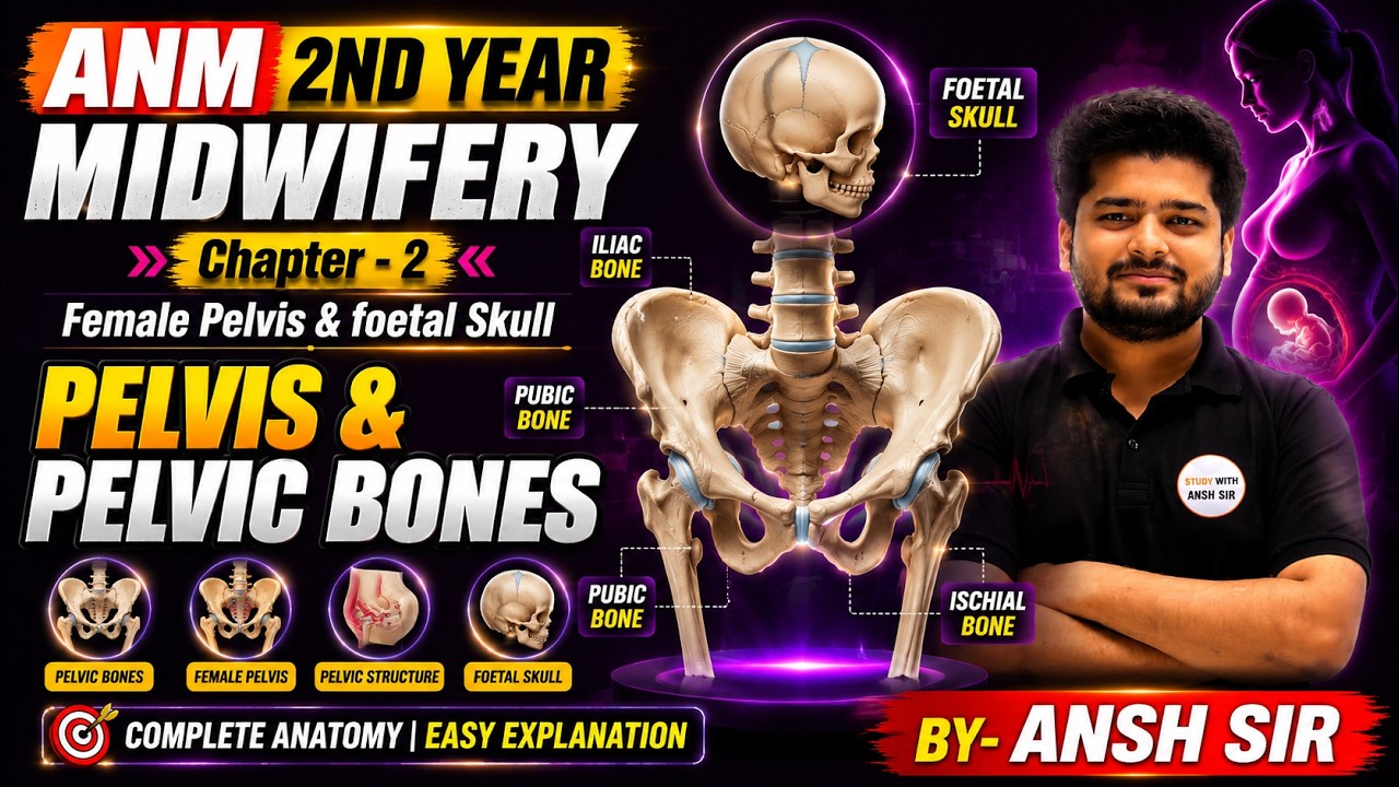 🔥 ANM 2nd Year Midwifery | Female Pelvis & Foetal Skull | Pelvis & Pelvic Bones Complete Anatomy |