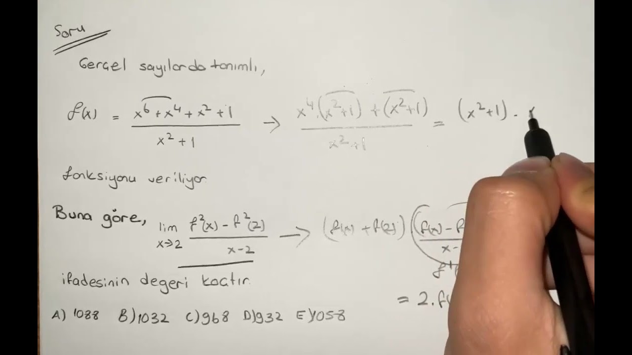 T&Uuml;REV SORU &Ccedil;&Ouml;Z&Uuml;M&Uuml; #mathane72 #limit #t&uuml;rev #integral #matematik #yks #yks2024 #ayt #keşfet