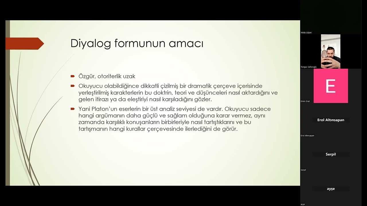 Tonguç Seferoğlu, Platon'da Dialog, Karşılıklı Etkileşim ve Düşünsel Erdemler