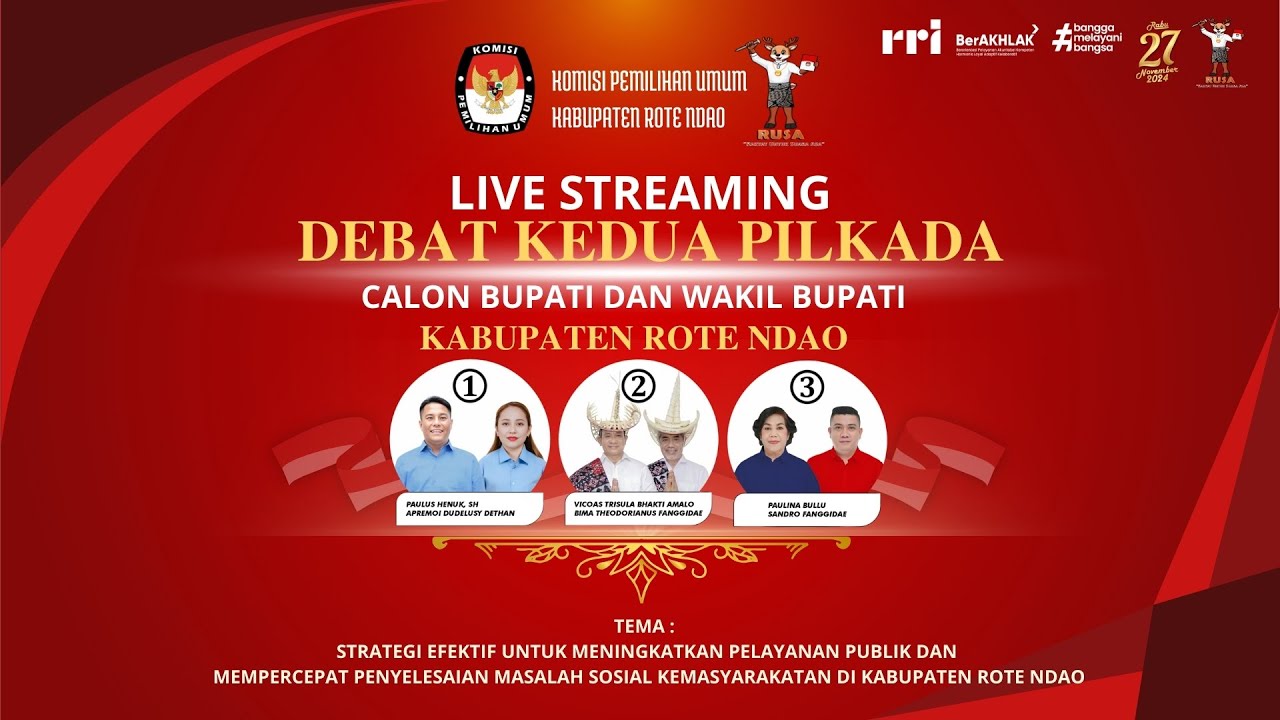 🔴 LIVE DEBAT PUBLIK KEDUA PASLON BUPATI & WAKIL BUPATI ROTE NDAO TAHUN 2024 | RRI ROTE | 26-10-2024