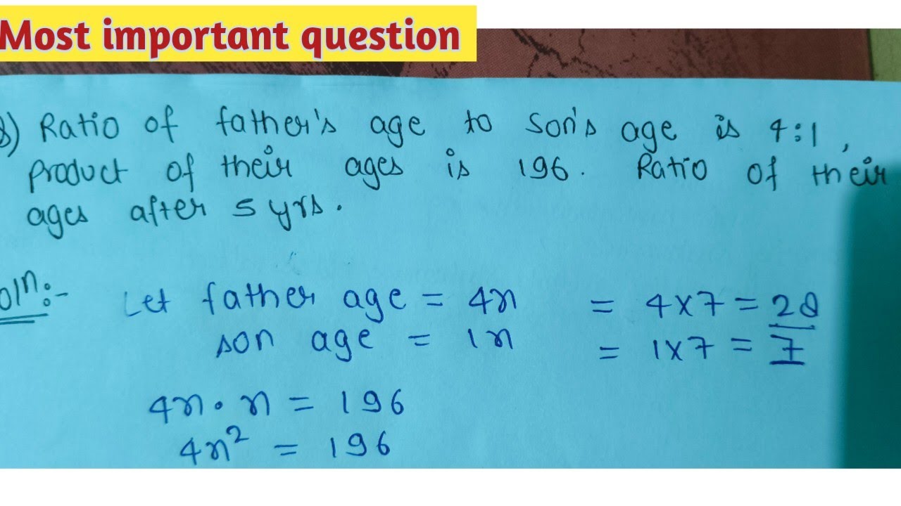 Important questions on ages l maths important questions l important questions l