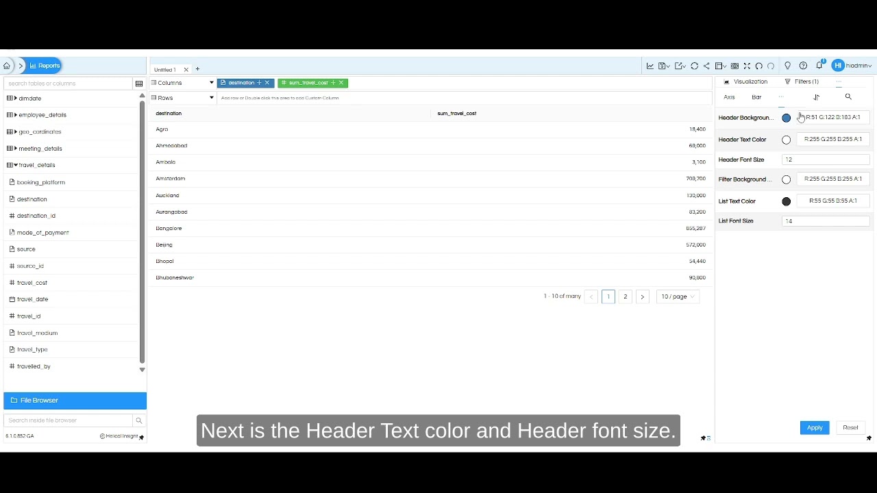 Filter Properties in Open Source BI Helical Insight v 6.0 onwards