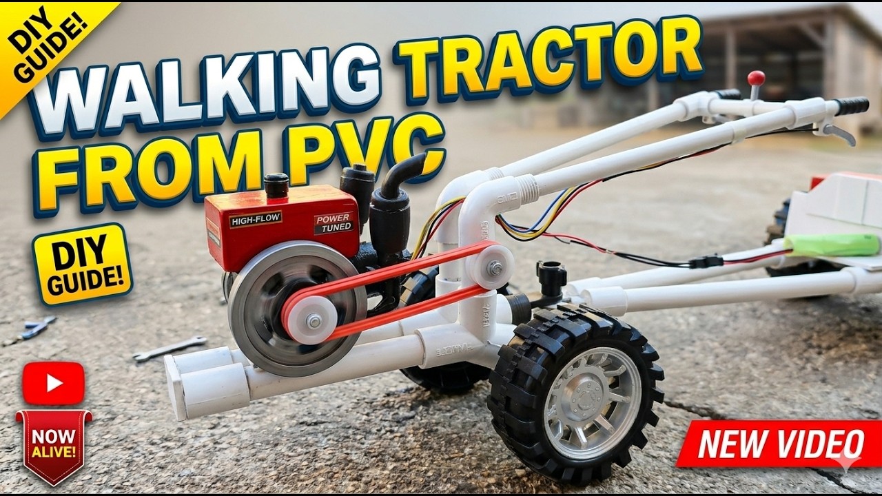DIY Rc 2 wheels tractor from PVC Full Video. #rcracingkh #tractor #DIY #handmade 