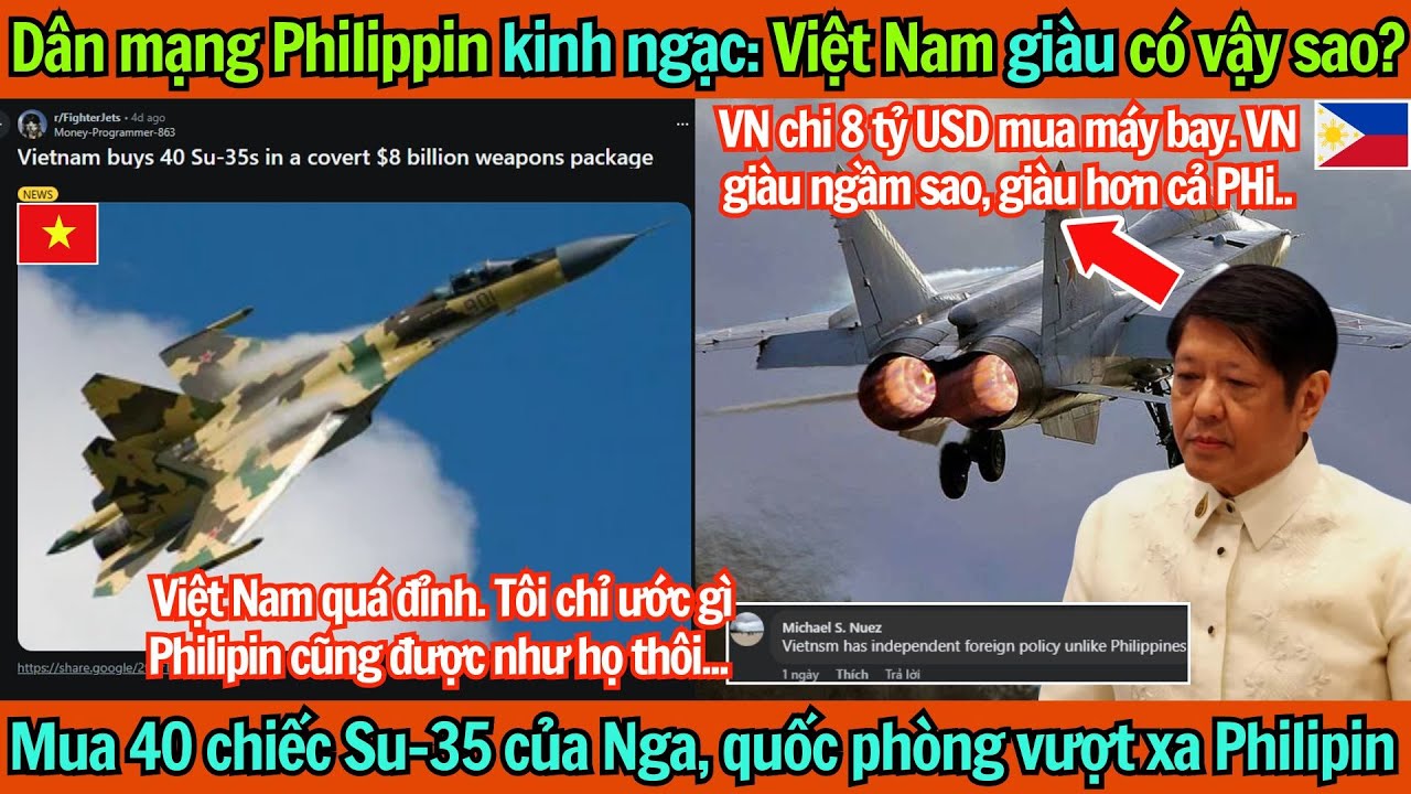 Dân mạng Philippin kinh ngạc: Việt Nam giàu có vậy sao? Mua 40 chiếc Su-35, quốc phòng vượt xa PHI