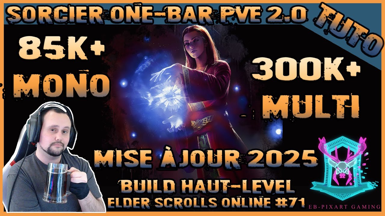 [tuto fr] Elder Scrolls Online : Build Sorcier magicka one bar pve 2025