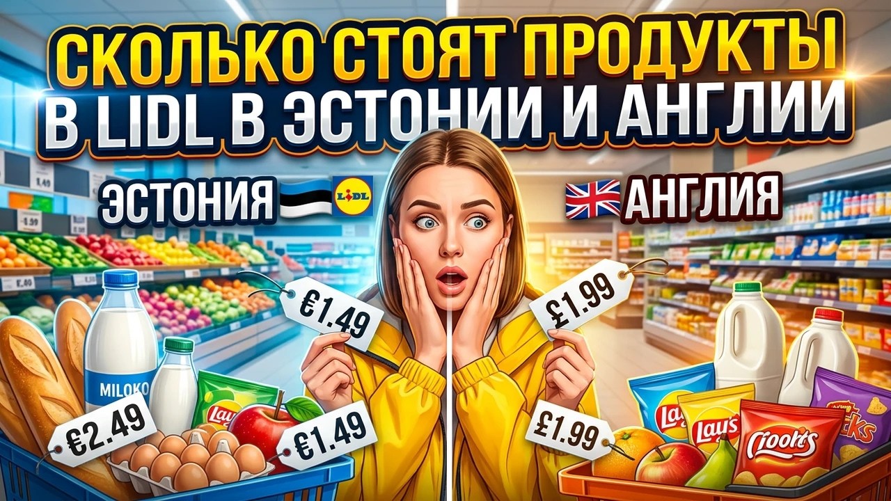 Сколько стоят продукты в Lidl в Эстонии и Англии.