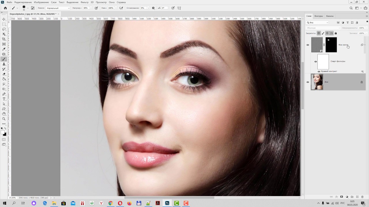 Повышение выразительности взгляда и резкости глаз и ресниц в Adobe Photoshop